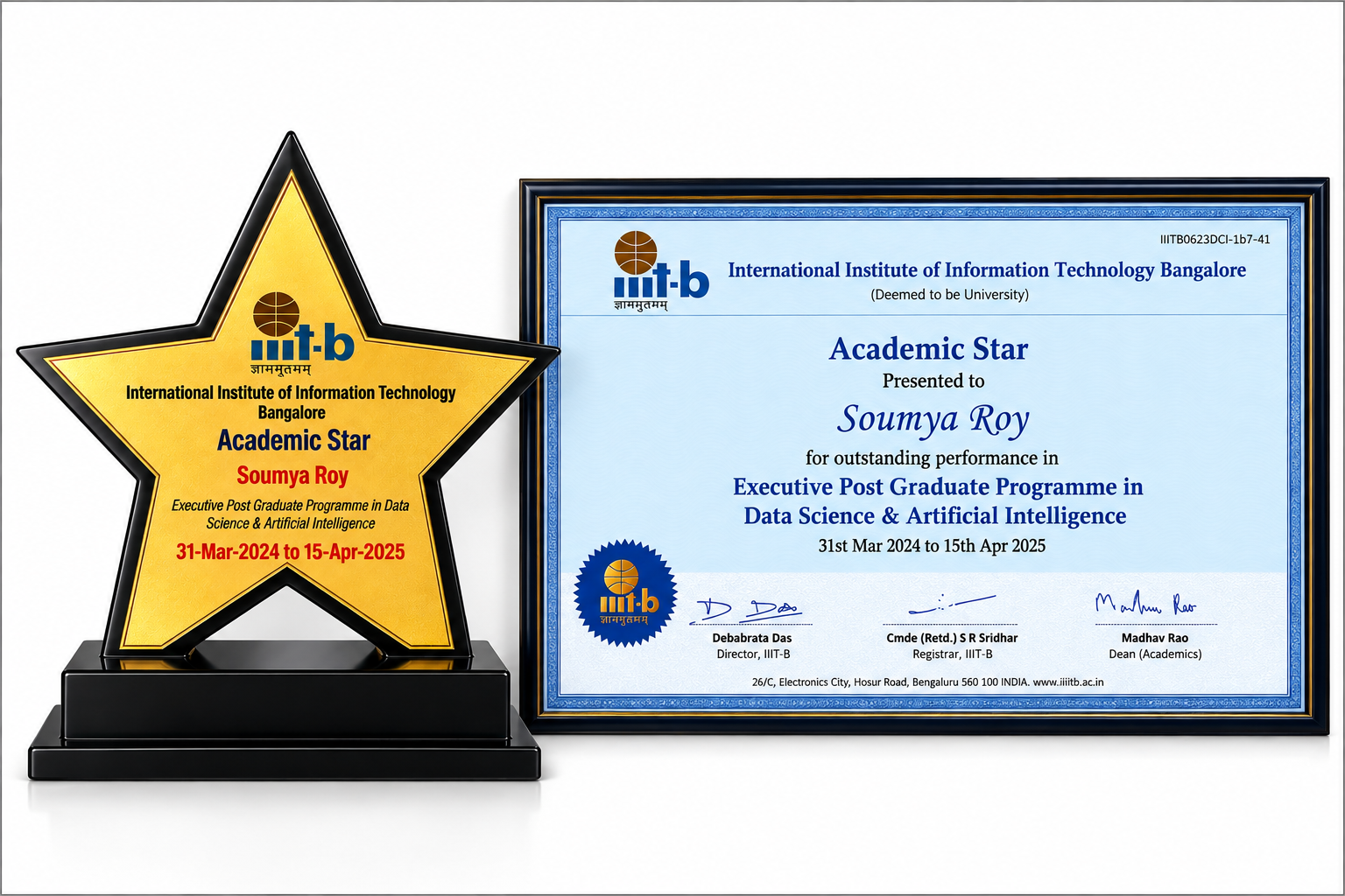 Academic Star Certificate - IIIT Bangalore